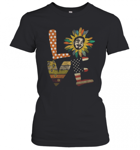 Love Sunflower Post Malone Mom Life American Flag Vintage T-Shirt Classic Women's T-shirt