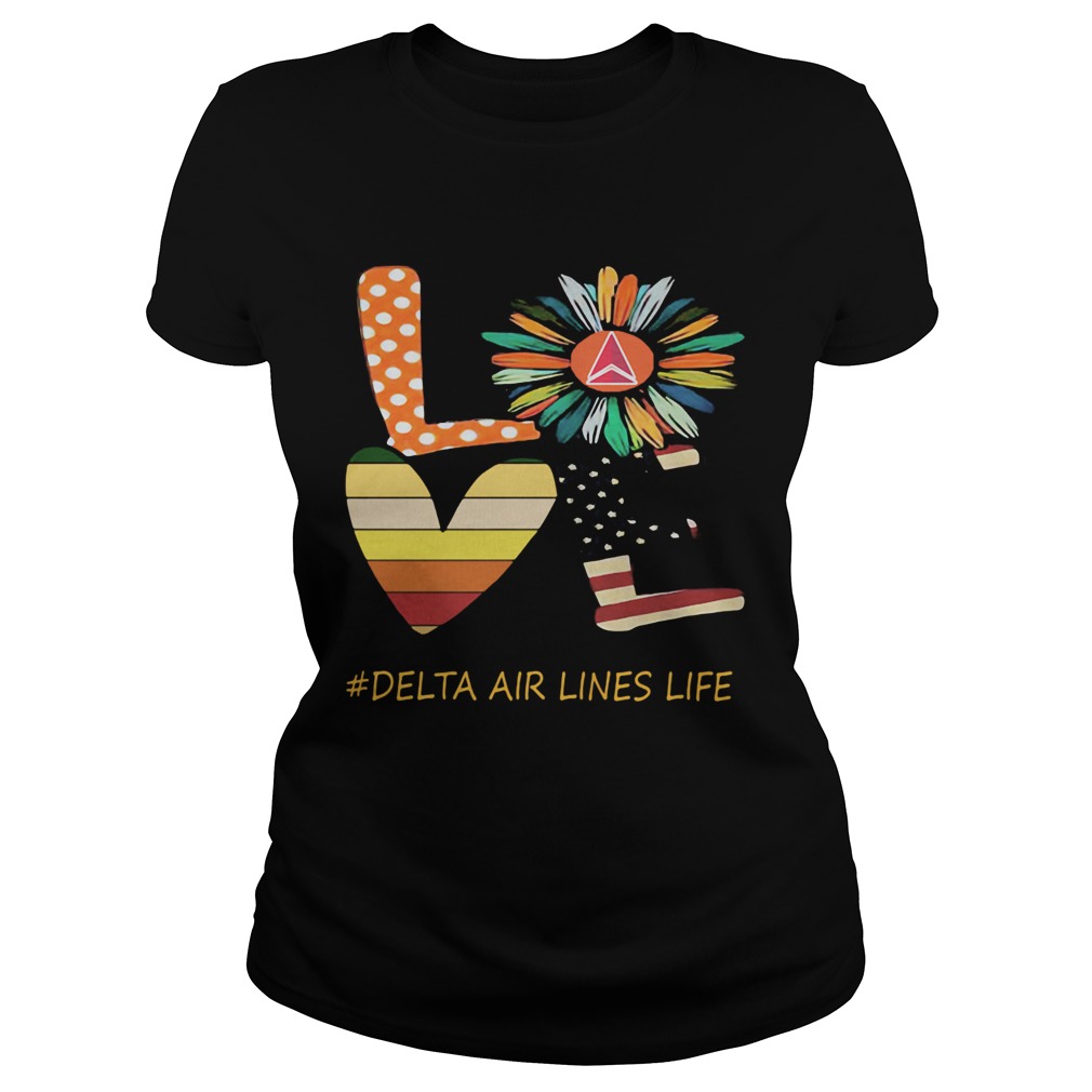 Love delta air lines life flower american flag vintage Classic Ladies