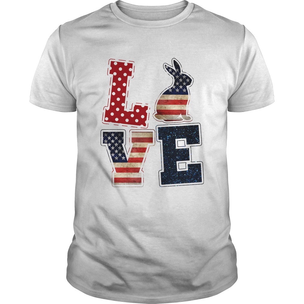 Love rabbit American flag veteran Independence Day shirt