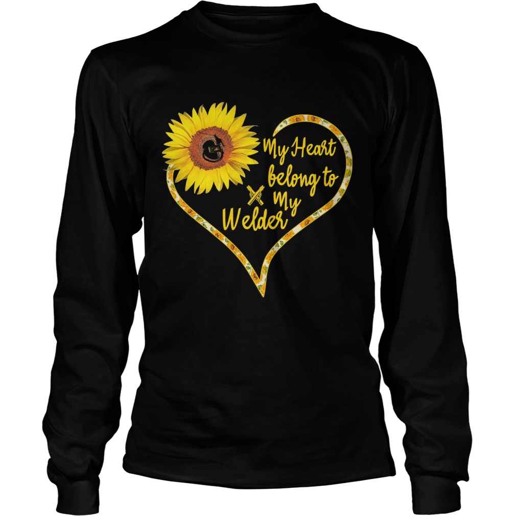 Love sunflower my heart belong to my welder heart Long Sleeve