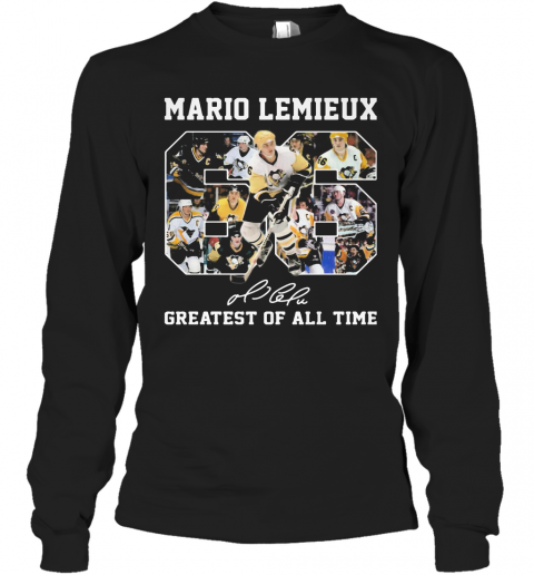 Mario Lemieux 66 Greatest Of All Time Signature T-Shirt Long Sleeved T-shirt 