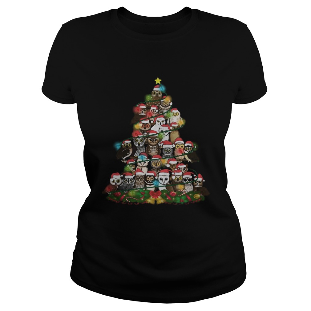 Merry And Bright Owl Christmas Tree Classic Ladies
