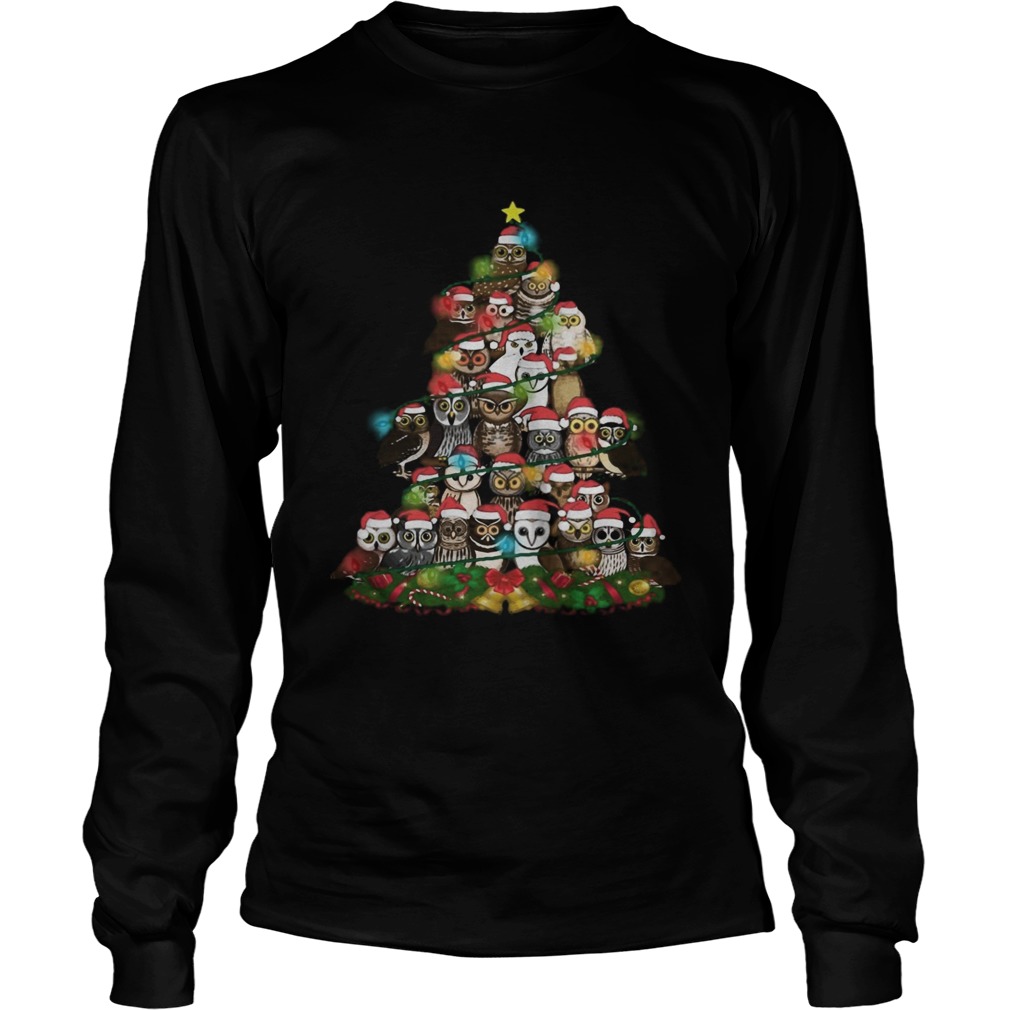 Merry And Bright Owl Christmas Tree Long Sleeve