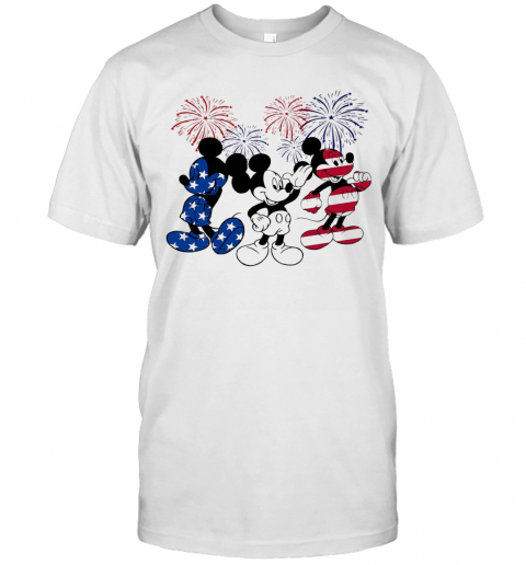 Mickey Mouse American Flag Firework Independence Day T-Shirt