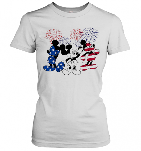Mickey Mouse American Flag Firework Independence Day T-Shirt Classic Women's T-shirt