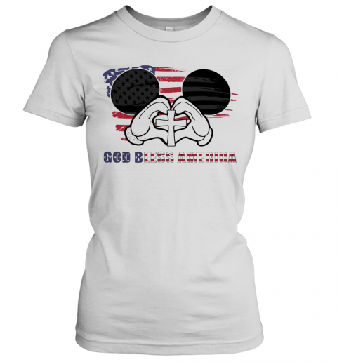 Mickey Mouse God Bless America Flag Independence Day T-Shirt Classic Women's T-shirt