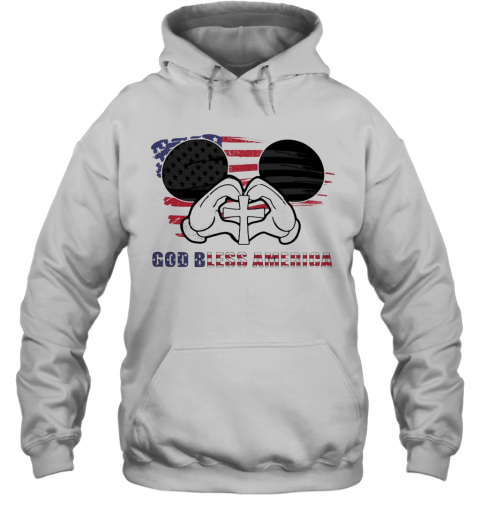 Mickey Mouse God Bless America Flag Independence Day T-Shirt Unisex Hoodie
