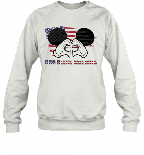 Mickey Mouse God Bless America Flag Independence Day T-Shirt Unisex Sweatshirt