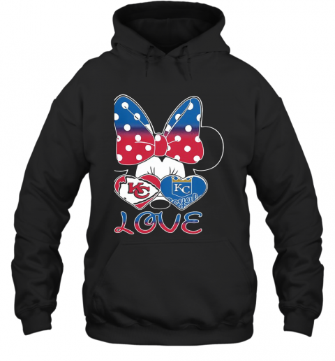 Minnie Mouse Kansas City Chiefs And Kansas City Royals Love T-Shirt Unisex Hoodie