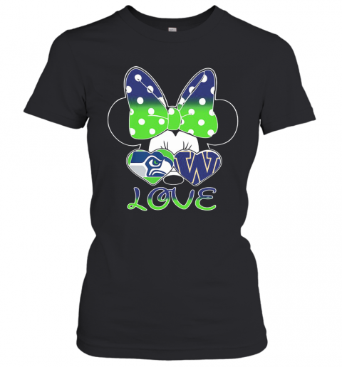 Minnie Mouse Seattle Seahawks Winnipeg Blue Bombers Love T-Shirt Classic Women's T-shirt