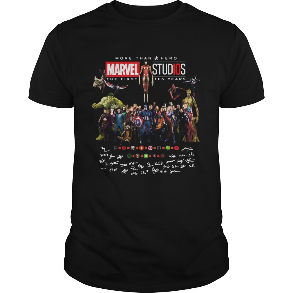 More than hero marvel studios the first ten years signatures shirt