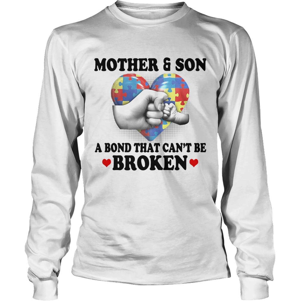 Mother and son a bond that cant be broken heart autism awareness Long Sleeve