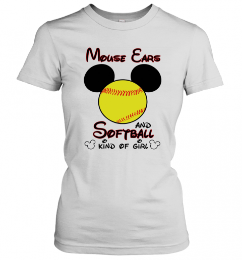 Mouse Ears And Softball Kind Of Girl T-Shirt Classic Women's T-shirt