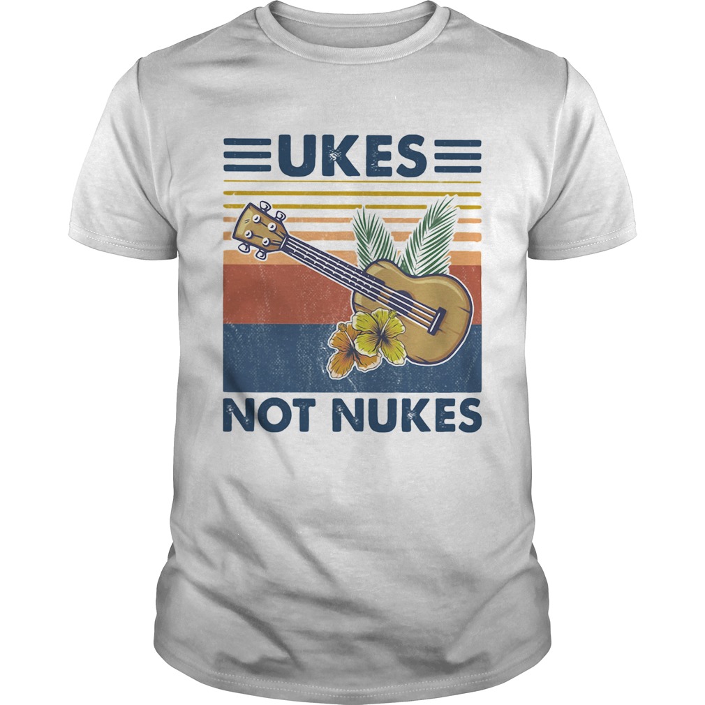 Music ukes not nukes flowers vintage shirt