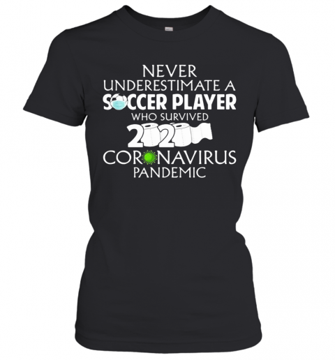 Never Underestimate A Soccer Player Who Survived 2020 Coronavirus Mask Toilet Paper T-Shirt Classic Women's T-shirt