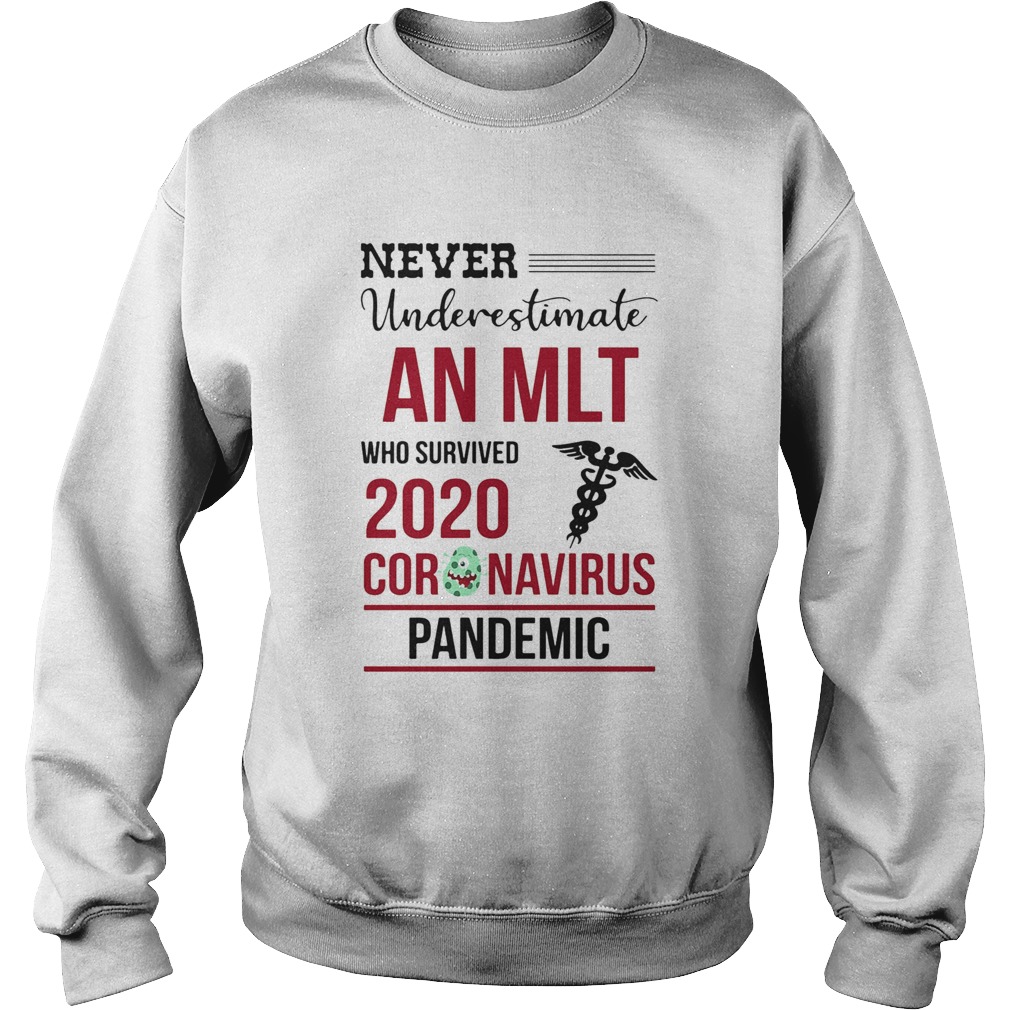 Never underestimate an MLT who survived 2020 coronavirus pandemic Sweatshirt