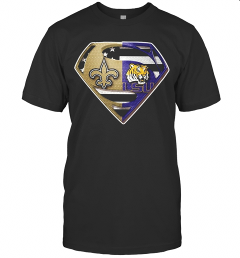 New Orleans Saints And Lsu Tiger Superman T-Shirt