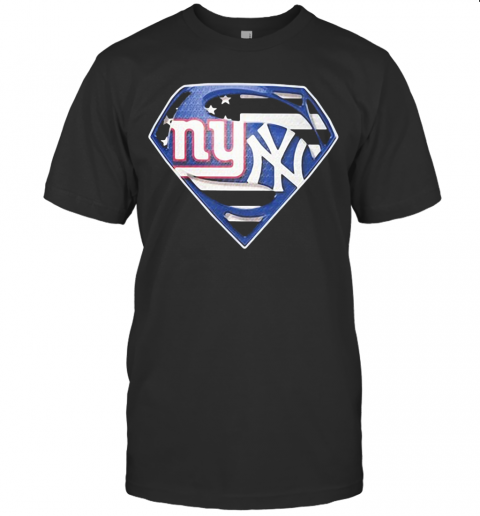 New York Giants Vs New York Yankees Diamond American Flag T-Shirt