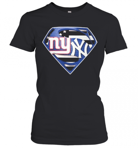 New York Giants Vs New York Yankees Diamond American Flag T-Shirt Classic Women's T-shirt