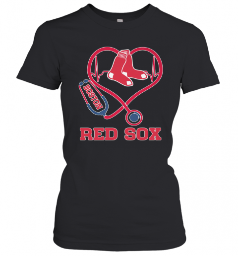 Nurse Boston Red Sox Baseball Stethoscope Heartbeat T-Shirt Classic Women's T-shirt