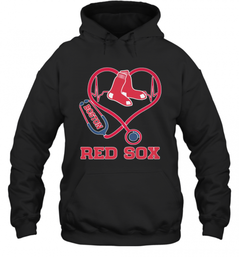 Nurse Boston Red Sox Baseball Stethoscope Heartbeat T-Shirt Unisex Hoodie