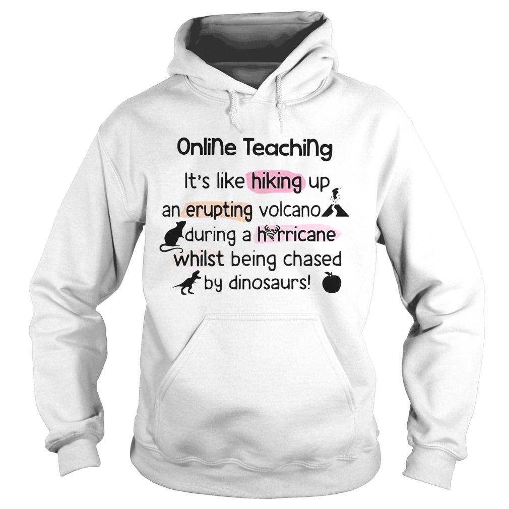 Online Teaching Its Like Hooking Up An Erupting Volcano During Hurricane While Being Chased By Din Hoodie