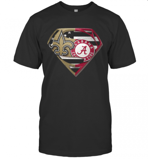 Orleans Saints And Alabama Crimson Superman T-Shirt