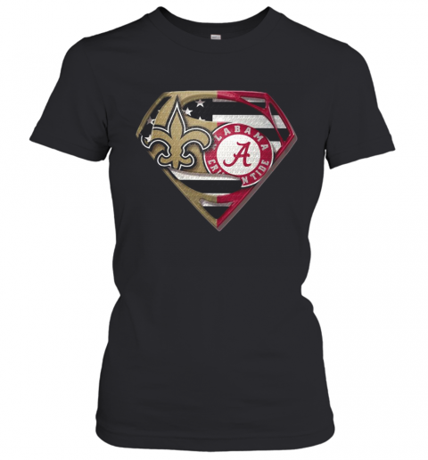 Orleans Saints And Alabama Crimson Superman T-Shirt Classic Women's T-shirt