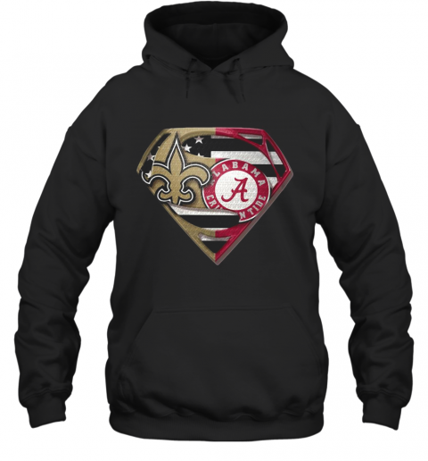 Orleans Saints And Alabama Crimson Superman T-Shirt Unisex Hoodie