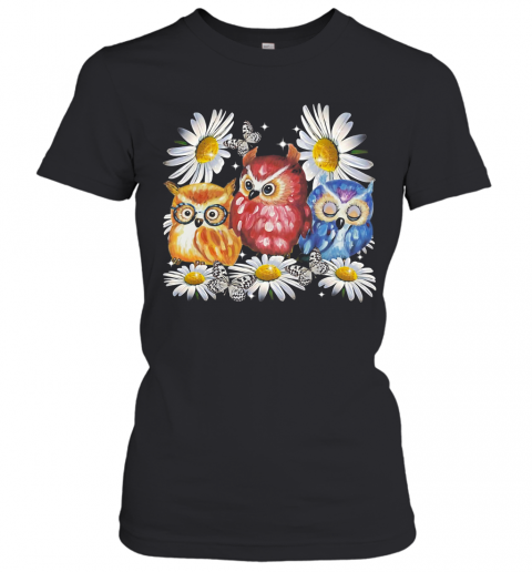 Owl And Daisy Flower T-Shirt Classic Women's T-shirt