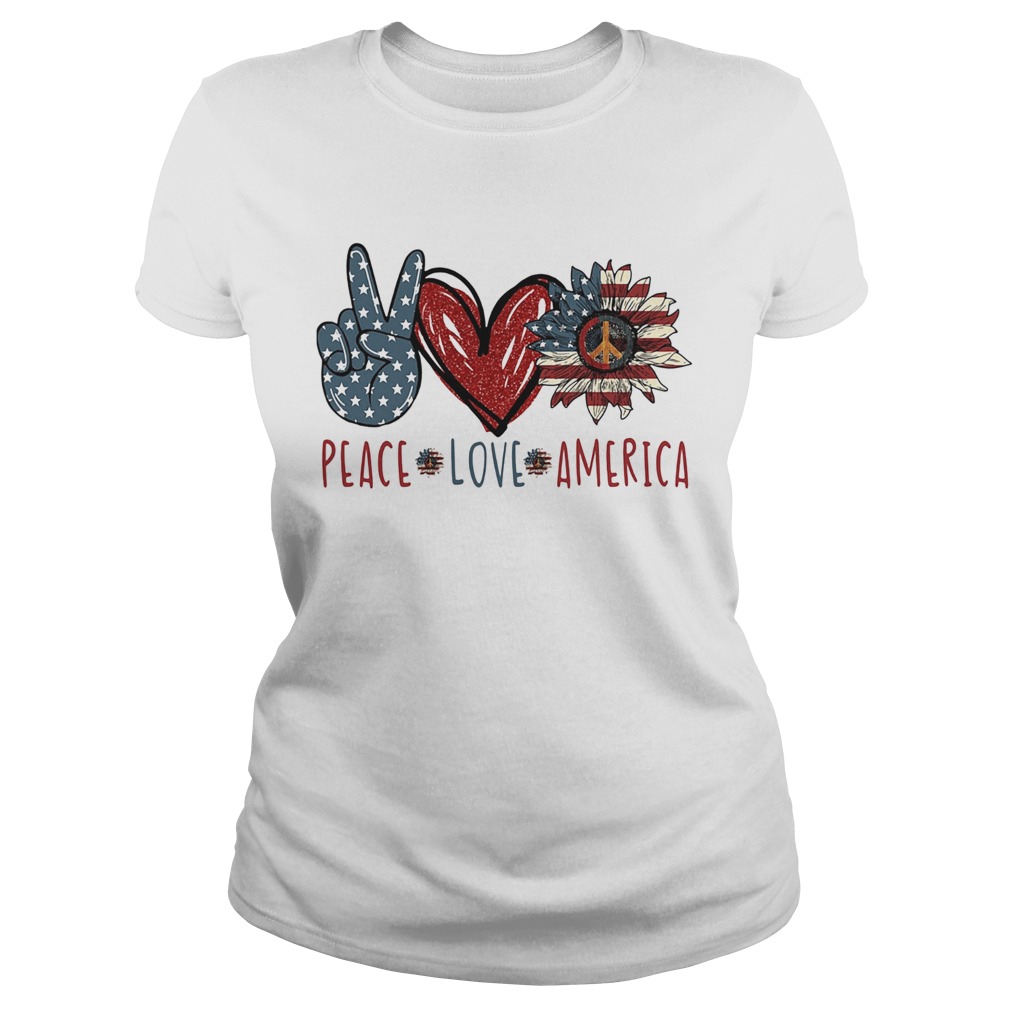 Peace love American flag veteran Independence Day heart Classic Ladies