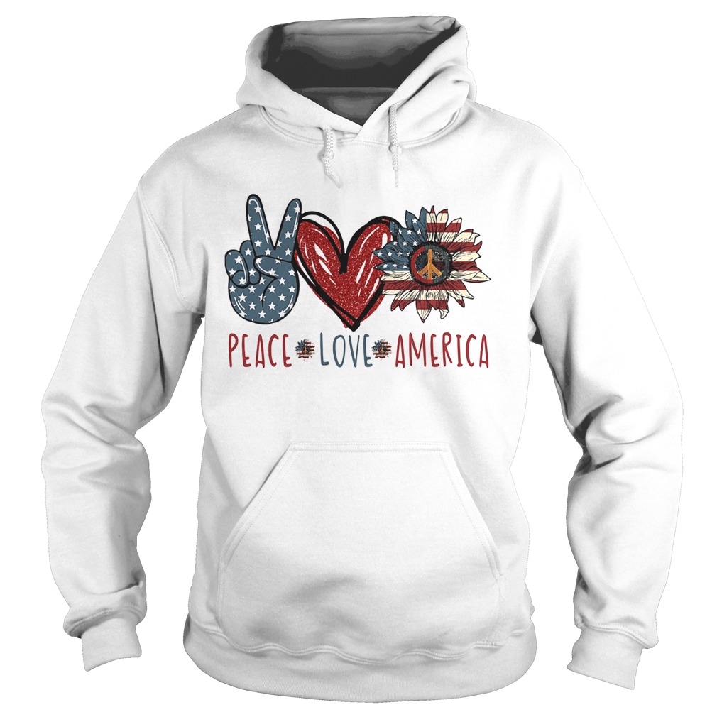 Peace love American flag veteran Independence Day heart Hoodie