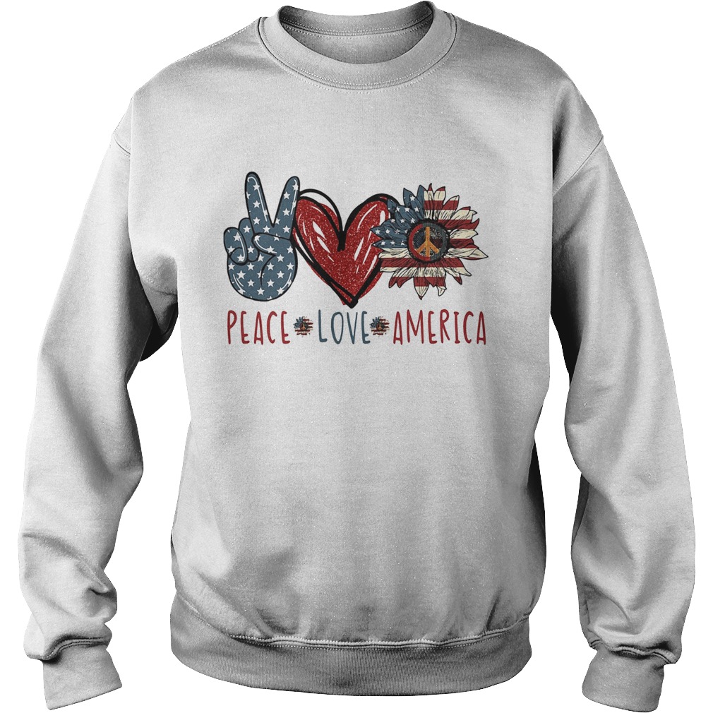 Peace love American flag veteran Independence Day heart Sweatshirt