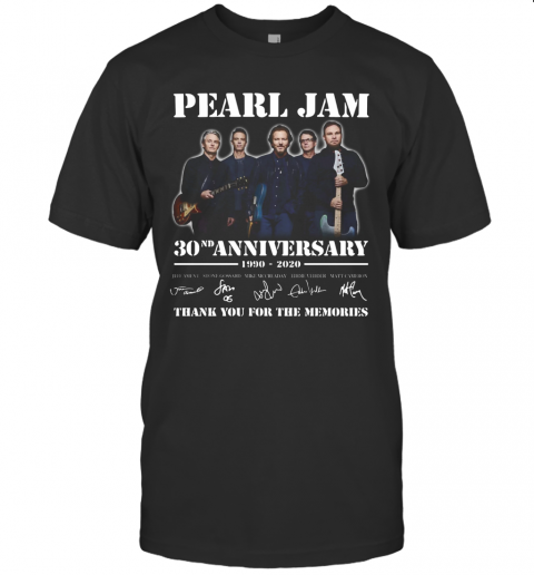Pearl Jam 30Th Anniversary 1990 2020 Thank You For The Memories Signature T-Shirt