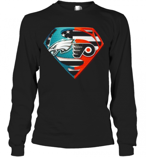 Philadelphia Eagles And Philadelphia Flyers Inside Superman T-Shirt Long Sleeved T-shirt 