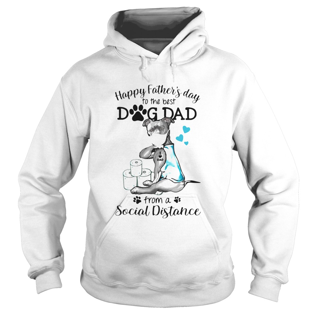 Pit Bull mask tattoo I love dad happy fathers day to the best dog dad from a social distance Hoodie