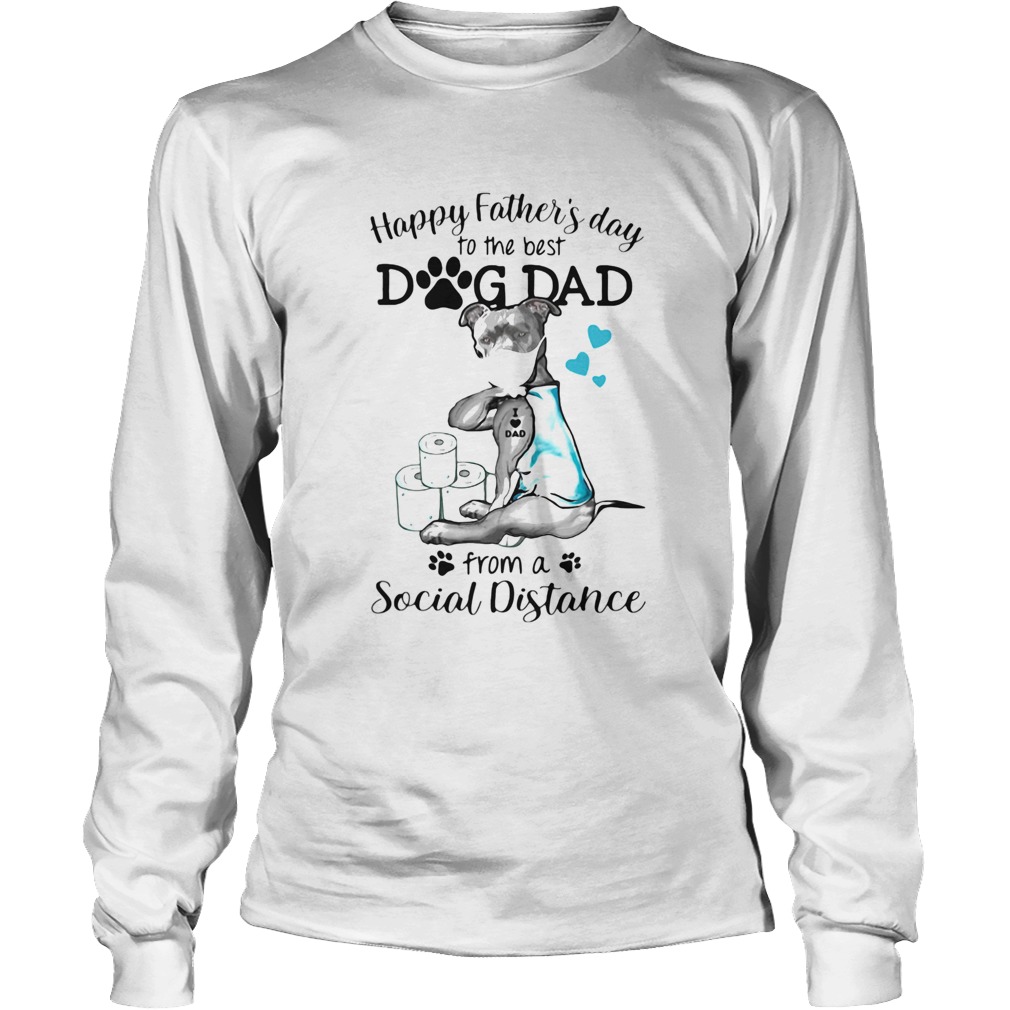 Pit Bull mask tattoo I love dad happy fathers day to the best dog dad from a social distance Long Sleeve