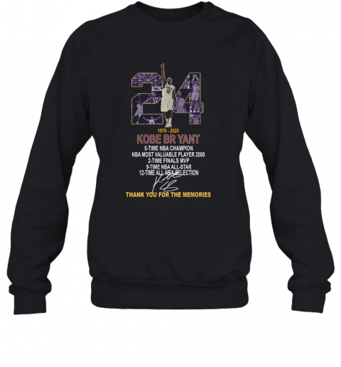 RIP 24 Kobe Bryant 1978–2020 5 Time NBA Champion Signature T-Shirt Unisex Sweatshirt