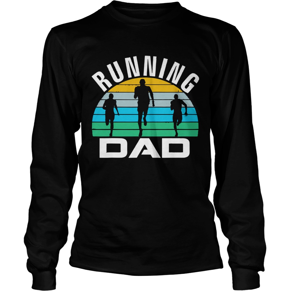 Retro Running Dad Funny Runner Run Fathers Day Gift Long Sleeve