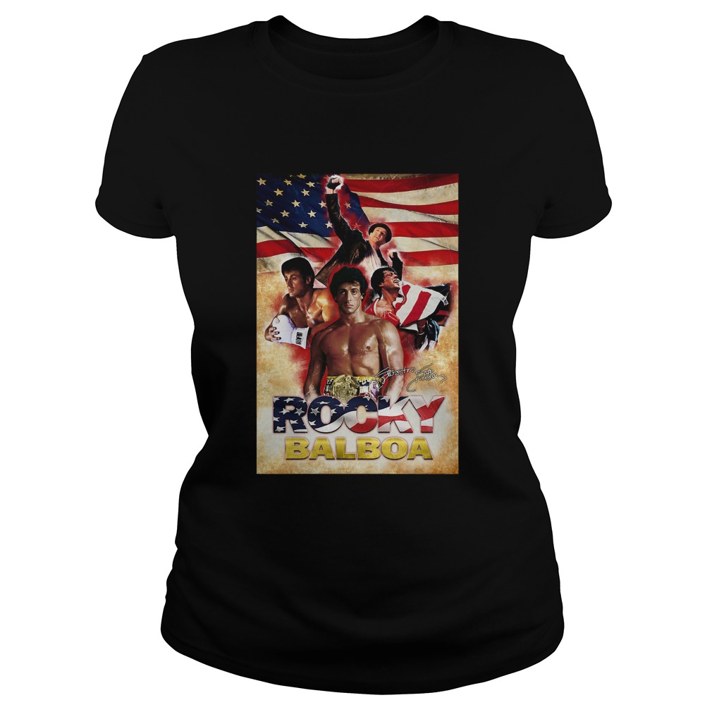 Rocky balboa american flag independence day signatures Classic Ladies