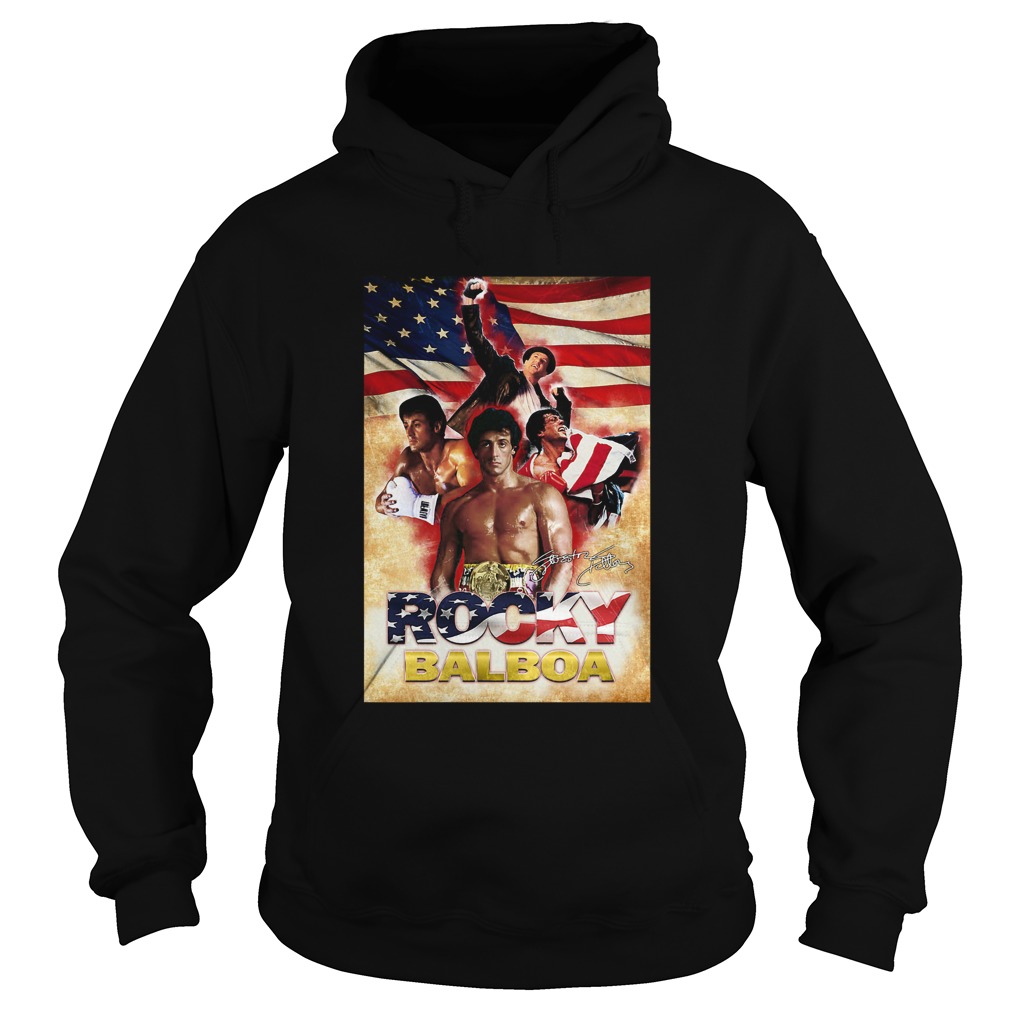 Rocky balboa american flag independence day signatures Hoodie