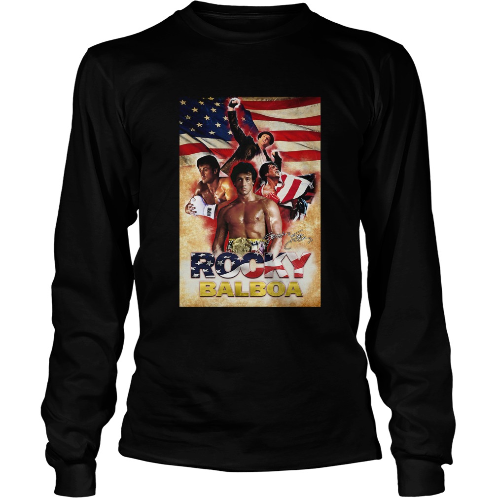 Rocky balboa american flag independence day signatures Long Sleeve