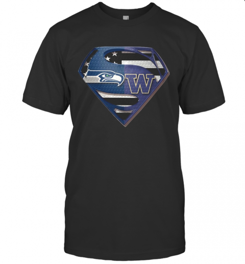Seattle Seahawks And Washington Huskies Superman T-Shirt