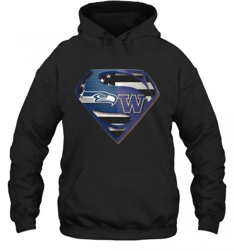 Seattle Seahawks And Washington Huskies Superman T-Shirt Unisex Hoodie