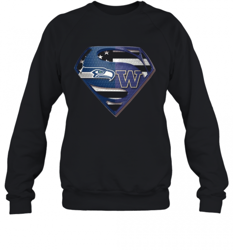 Seattle Seahawks And Washington Huskies Superman T-Shirt Unisex Sweatshirt