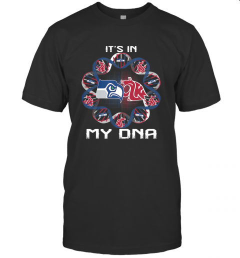 Seattle Seahawks And Washington State Cougars Heart It'S In My Dna T-Shirt