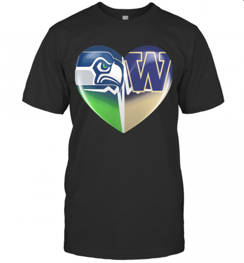 Seattle Seahawks And Winnipeg Blue Bombers Heart Heartbeat T-Shirt