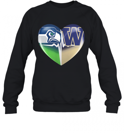 Seattle Seahawks And Winnipeg Blue Bombers Heart Heartbeat T-Shirt Unisex Sweatshirt