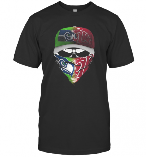 Skull Mask Seattle Seahawks And Washington State Cougars T-Shirt