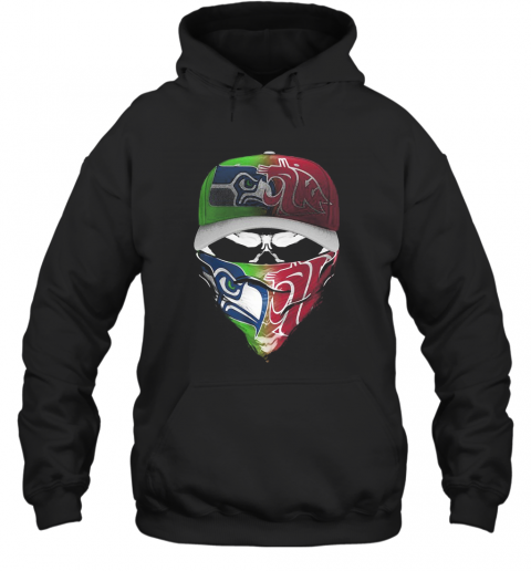 Skull Mask Seattle Seahawks And Washington State Cougars T-Shirt Unisex Hoodie